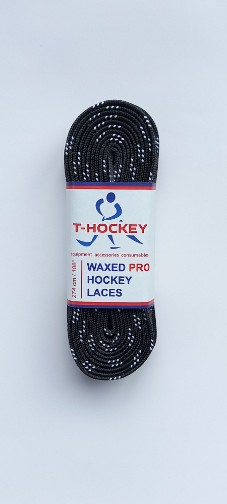 Шнурки для хоккейных коньков с пропиткой T-HOCKEY PRO 213 см черный  #1