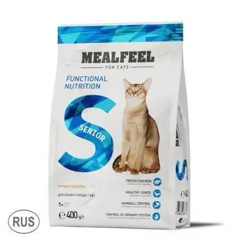 Mealfeel Корм сухой для кошек старше 7 лет, с курицей и индейкой, 400 гр.  #1