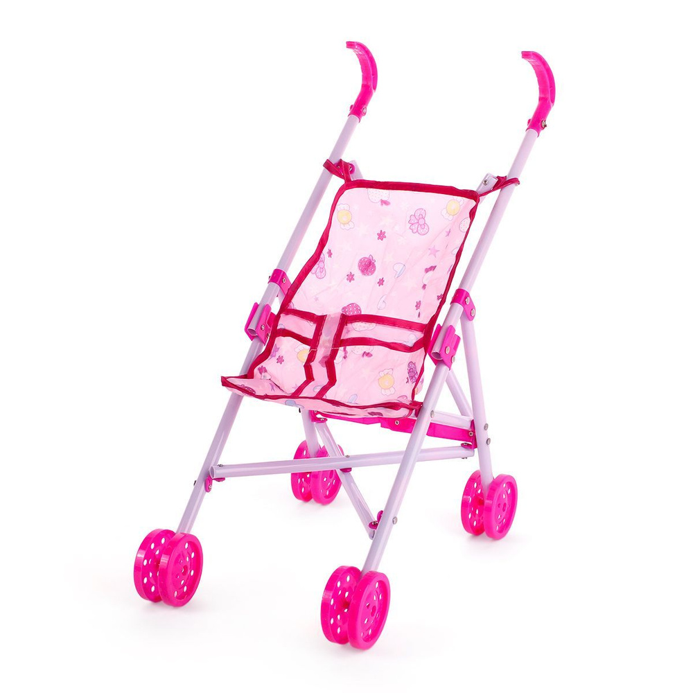 Коляска для куклы сидячая, для кукол до 40-43 см , размеры коляски: 25*46*54 см, розовая  #1