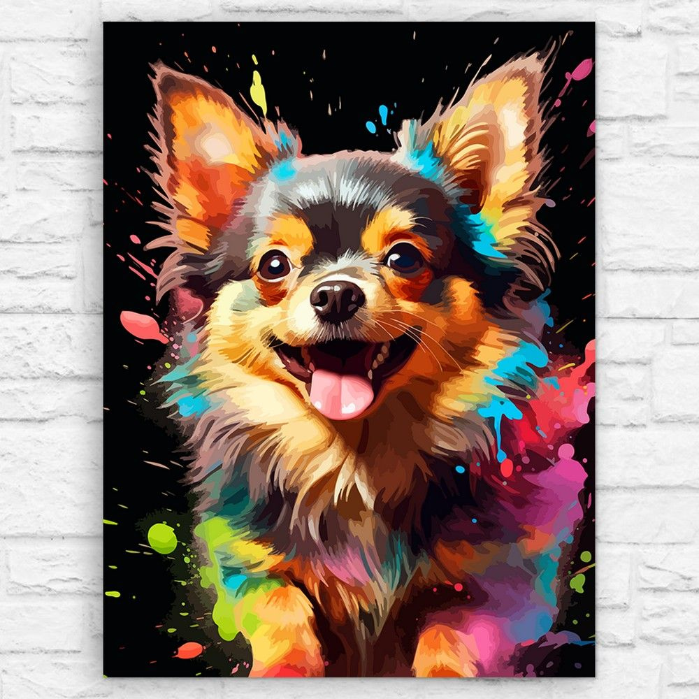 Картина по номерам на холсте животные собачка, щенок, чихуахуа - 12647 В 30x40  #1