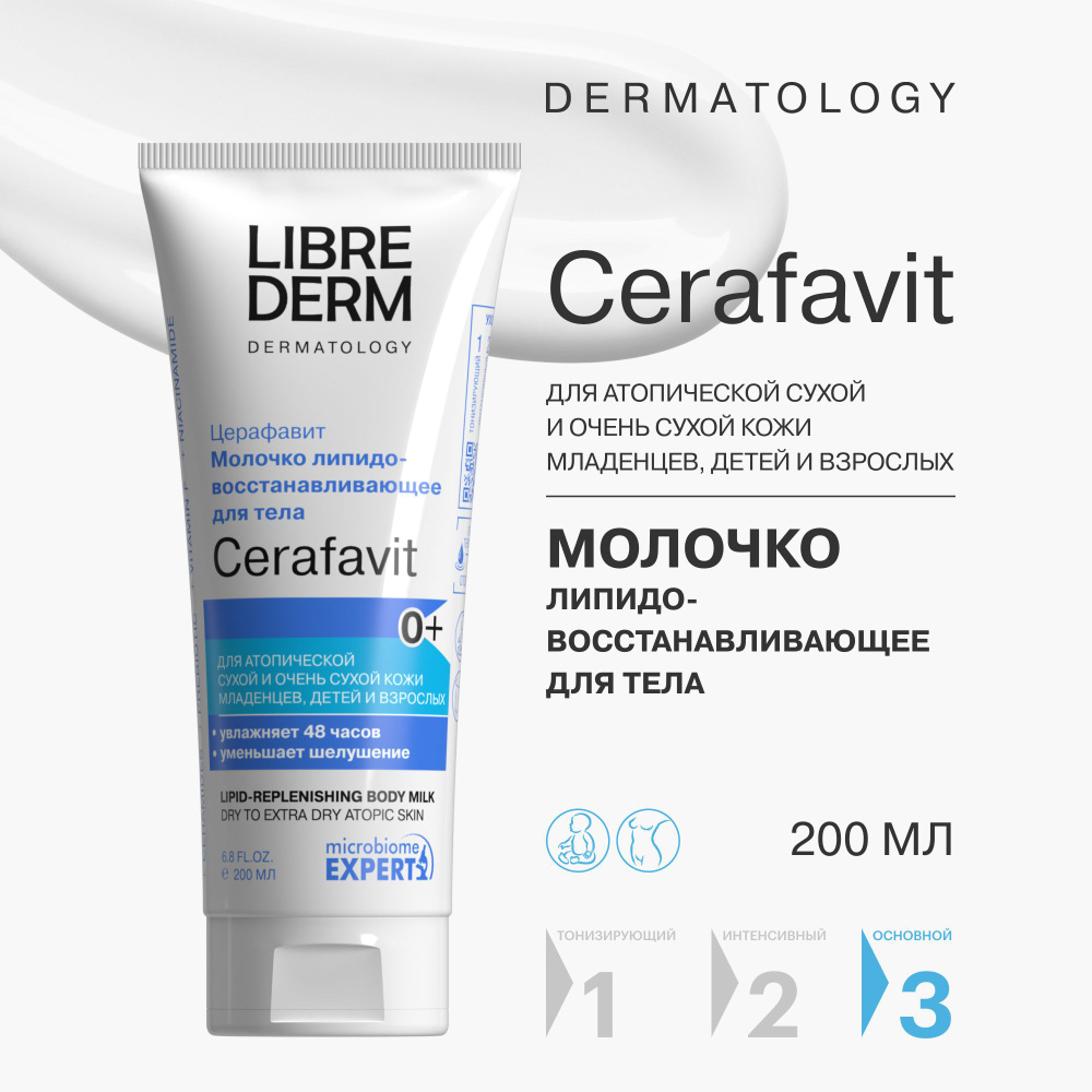 LIBREDERM CERAFAVIT/ ЦЕРАФАВИТ Молочко липидовосстанавливающее с церамидами и пребиотиком для сухой и #1