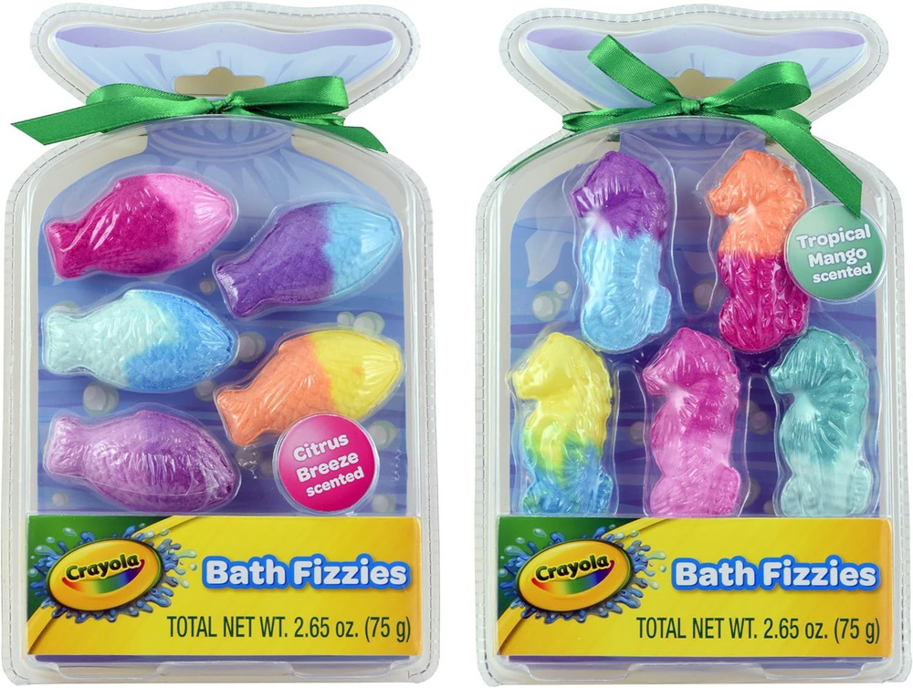Crayola, Бомбочки для ванны и купания, набор детские игрушки - 2 упаковки по 5 шт, 75 гр, Бурлящий шар, #1