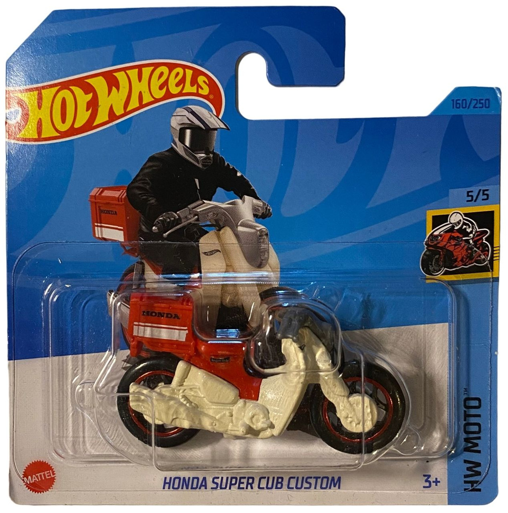 Игрушечный мотоцикл Hot Wheels Honda Super Cub Custom White (базовая коллекция 2023 г, 160/250)  #1