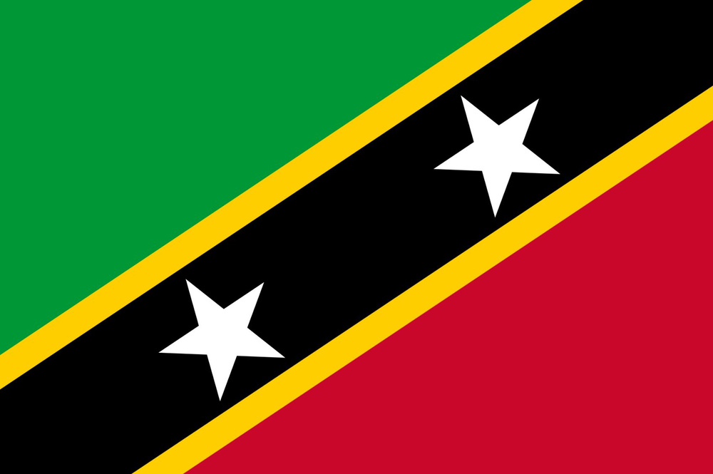 Двусторонний флаг Сент-Китса и Невиса 40х60 см на лодку, катер или яхту с люверсами  #1