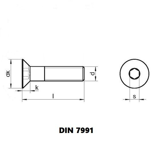 Винт М 6х50 с внутренним шестигранником и потайной головкой из нержавеющей стали А2, DIN 7991, 10 шт. #1