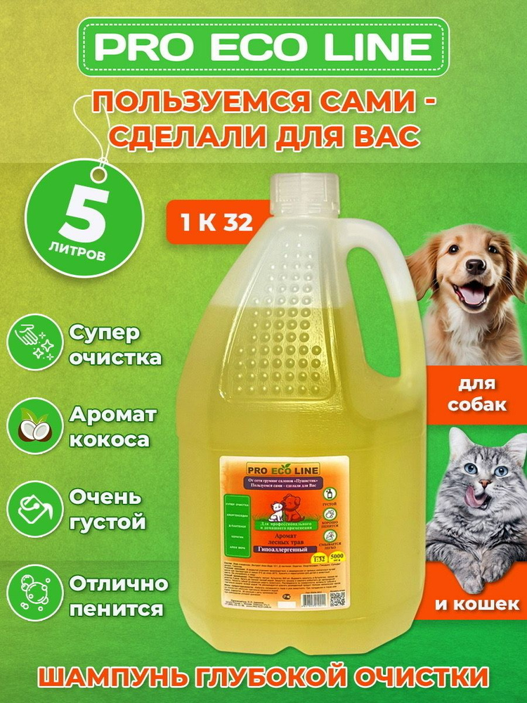 Шампунь для собак с хлоргексидином и ароматом кокоса 5 литров  #1