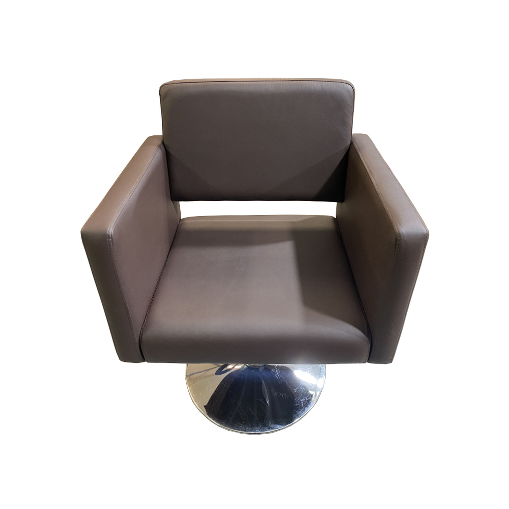 Парикмахерское кресло "Кубик II", коричневый - диск - гидравлика  #1