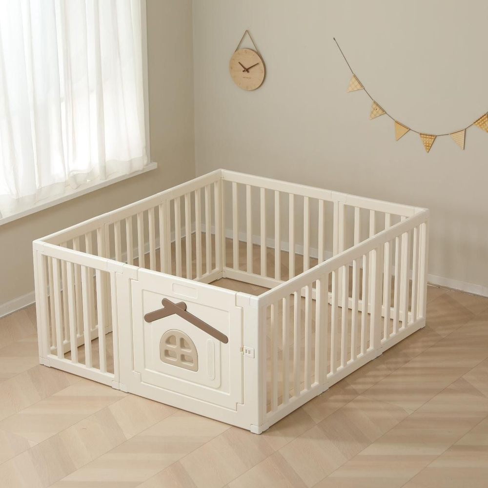 Манеж детский игровой UNIX Kids Classic Tree House 150x130 Camel пластиковый, для дома и улицы, бежевый #1