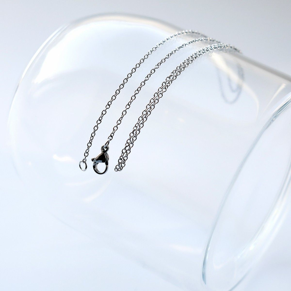 Основа для ожерелья/кулона с замочком (2 шт.), стальная цепочка, цвет стальной, 500х1.5 мм  #1