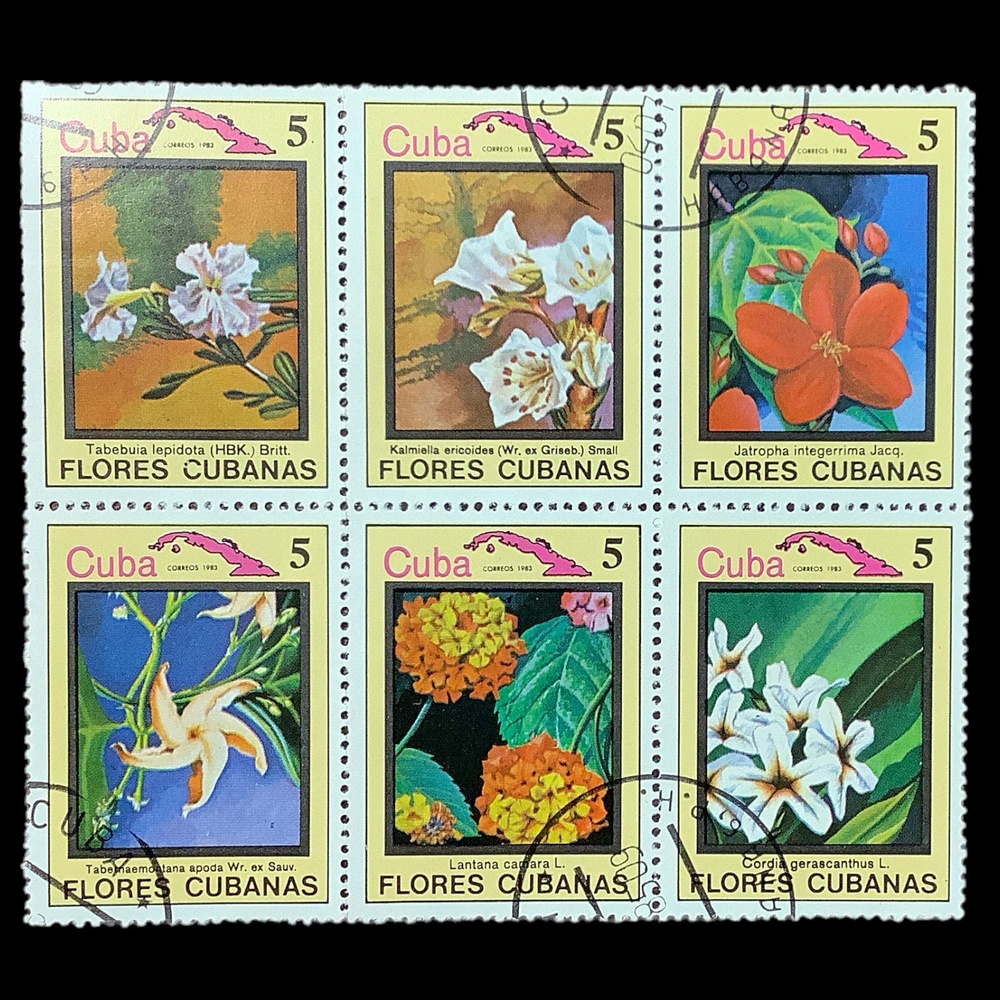 Набор почтовых марок "Цветы. Флора". Куба 1983 год. 6 штук #1