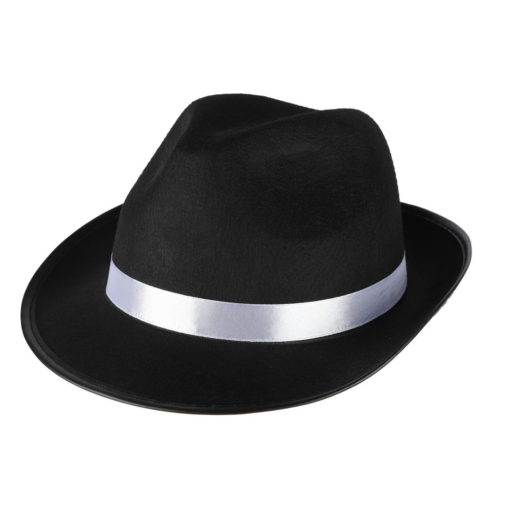 Карнавальная шляпа "Чикаго" черная с белой лентой, размер 57-58  #1