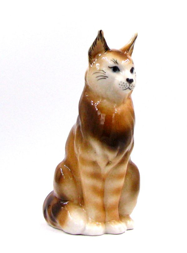 Статуэтка кошки Мейнкун коричневый фарфор #1