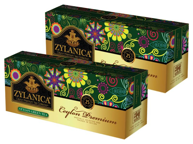 Чай зеленый ZYLANICA, 2шт по 25 пакетиков. Зиланика Сeylon Premium Green Tea  #1