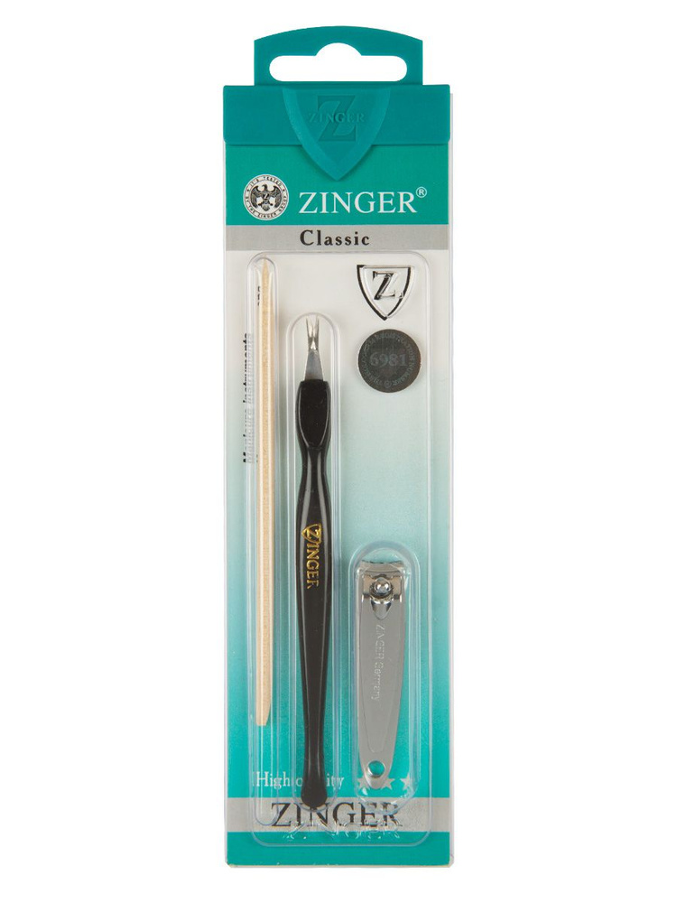 Zinger Набор для маникюра Sis-44 (кусачки-книпсер; триммер; деревянная палочка), маникюрный инструмент #1