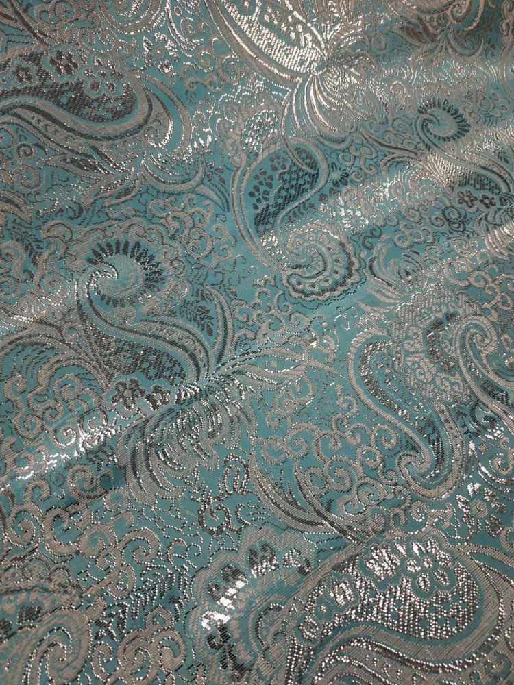 Ткань для шитья Парча Жаккард,голубой, отрез 1м,ширина 145 см.  #1