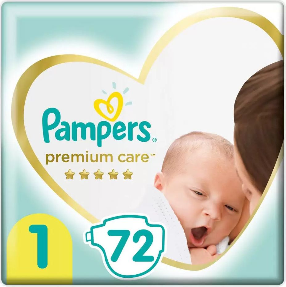 Pampers Подгузники для малышей Premium Care, 2-5 кг, 1 размер, 72 шт в уп  #1
