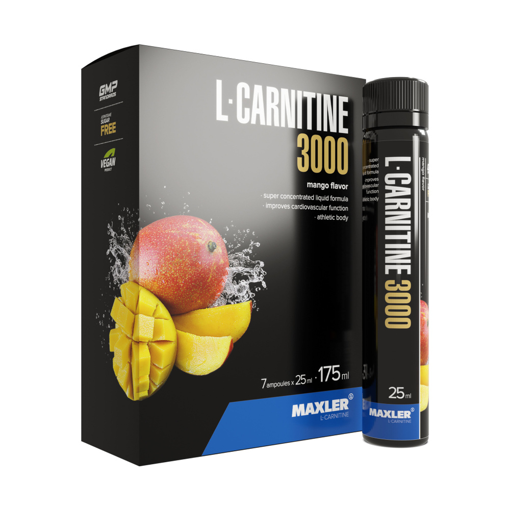 Л-Карнитин жидкий Maxler L-Carnitine 3000мг (7х25)мл Манго #1