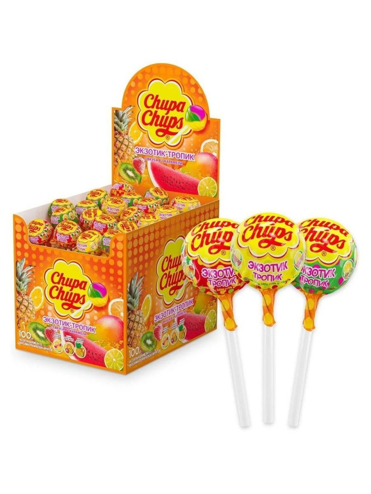 Карамель Chupa Chups Экзотик Тропик,100шт х 12гр., Россия #1