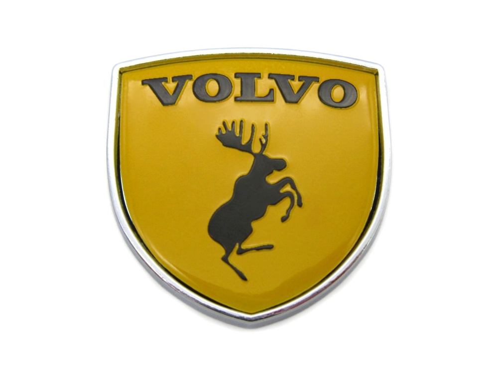 Эмблема Volvo "Лось" желтый металл 39х39 мм #1