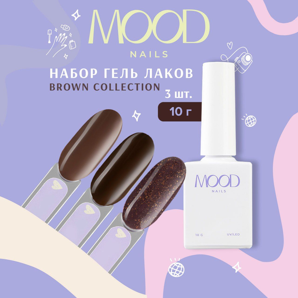 MOODNAIL набор гель лаков MINI Brown, 3 шт #1