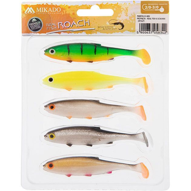 Виброхвост Mikado REAL FISH 8.5 см., 4,7 г., MIX (5 шт.) #1