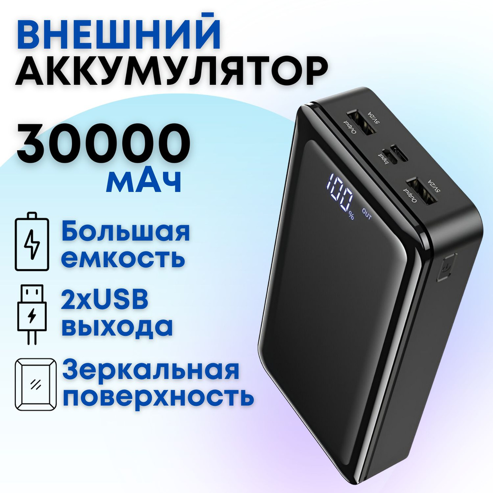 Внешний аккумулятор Borofone BJ8 Extreme 30000 mAh с двумя выходами USB/ Пауэрбанк, power bank, портативная #1