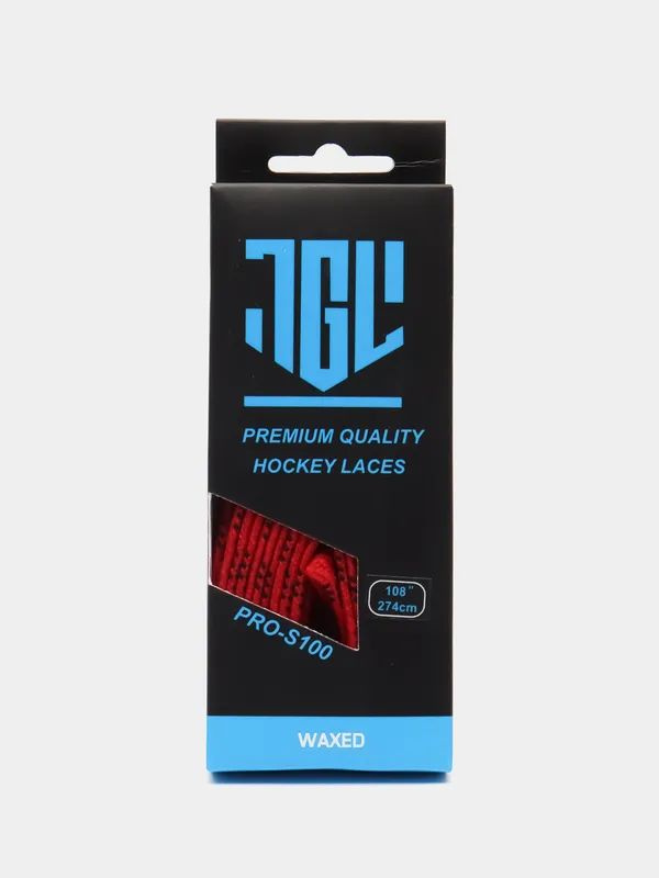 7GL PRO-S100 Шнурки хоккейные с пропиткой Hockey Waxed (Красный 274см)  #1