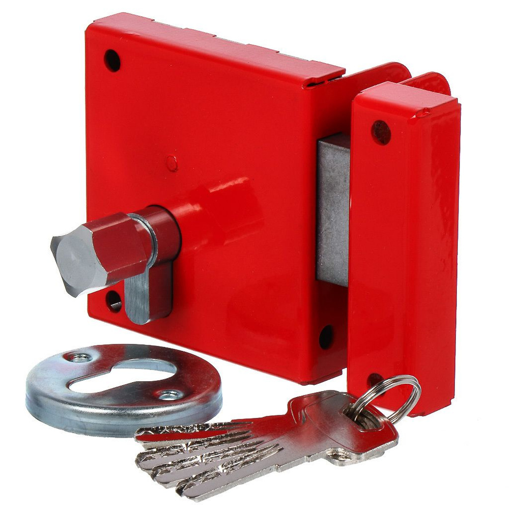 Замок накладной Птимаш, ЗН1-1, 14 844, цилиндр, дверной, красн - купить ...