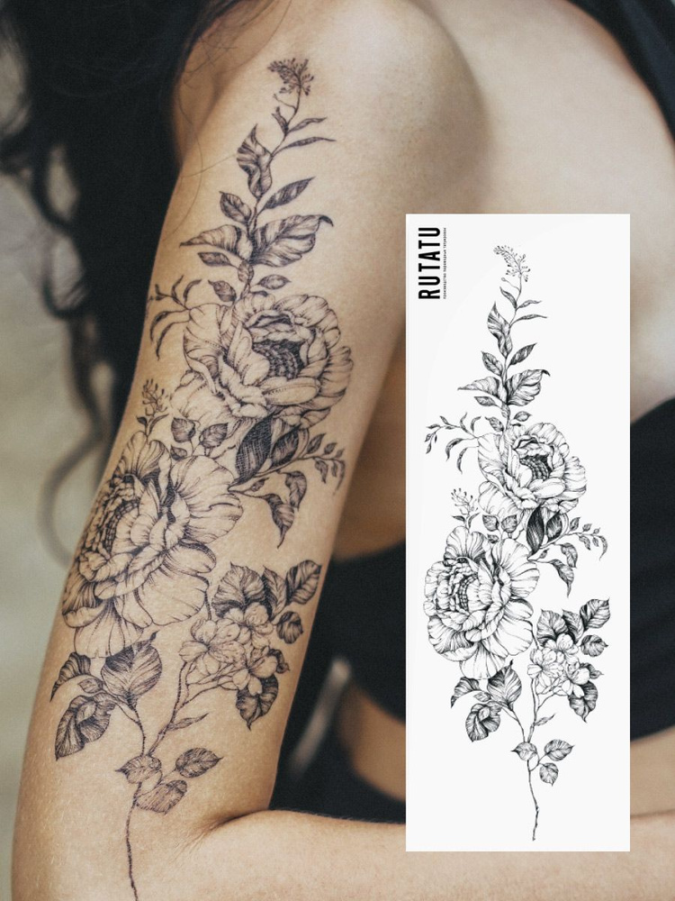 RUTATU Временная переводная татуировка Цветы #1