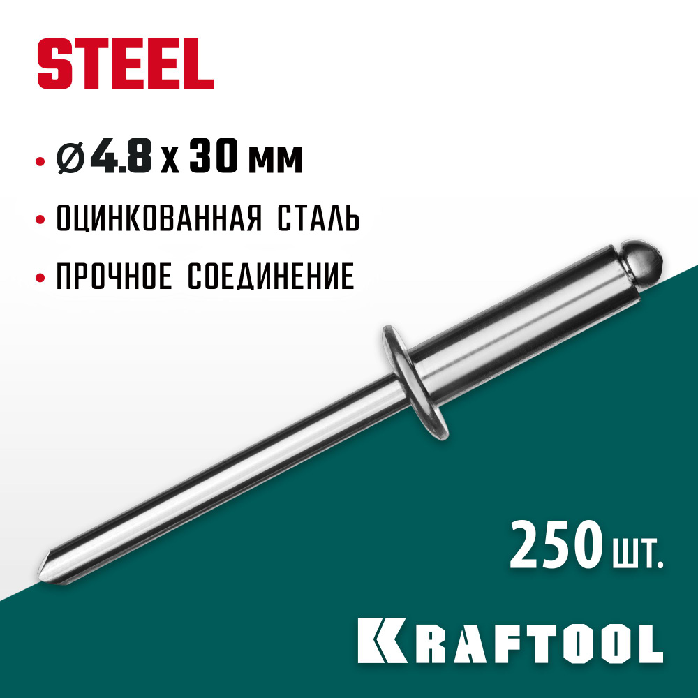 Стальные заклепки KRAFTOOL Steel 4.8х30 мм, 250 шт. (311703-48-30) #1