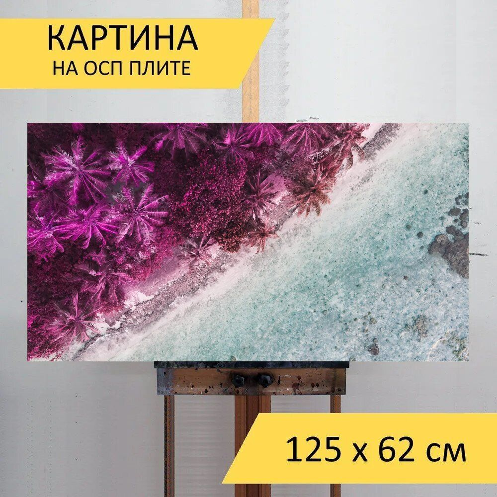 LotsPrints Картина "Пляж, море, пальмы 97", 125  х 62 см #1