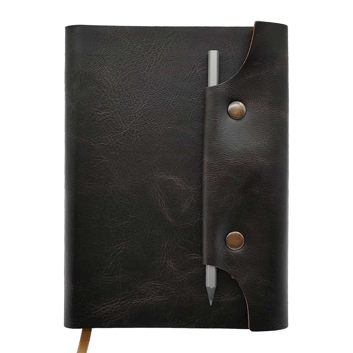 Кожаный ежедневник Shiva Leather с отделкой Pull-Up, с застежкой на две кнопки и отделением для карандаша