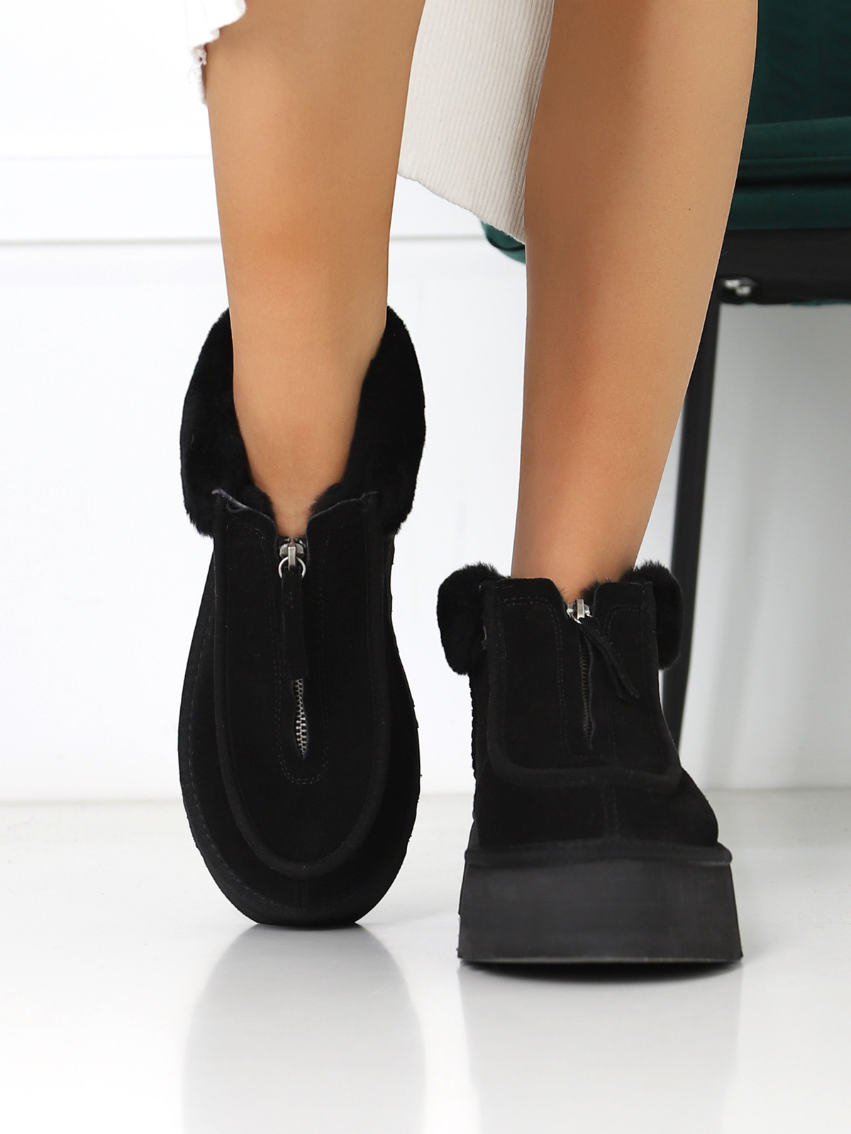 Угги-ботинки UGG FUNKETTE BOOT натуральная замша, цвет чёрный