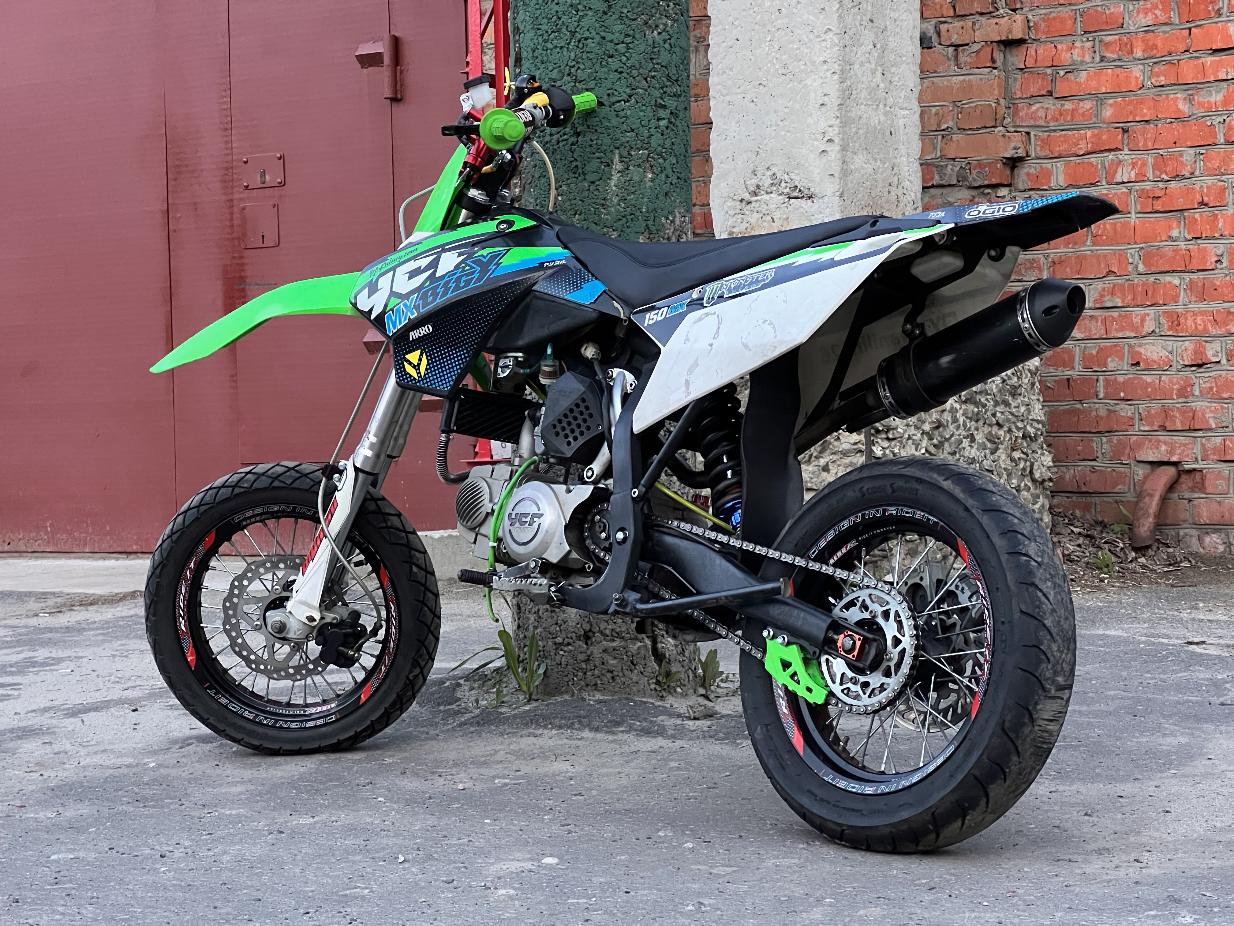 Диски для питбайка RIDE IT 14/14 алюминиевые широкие Синие Мотард ...