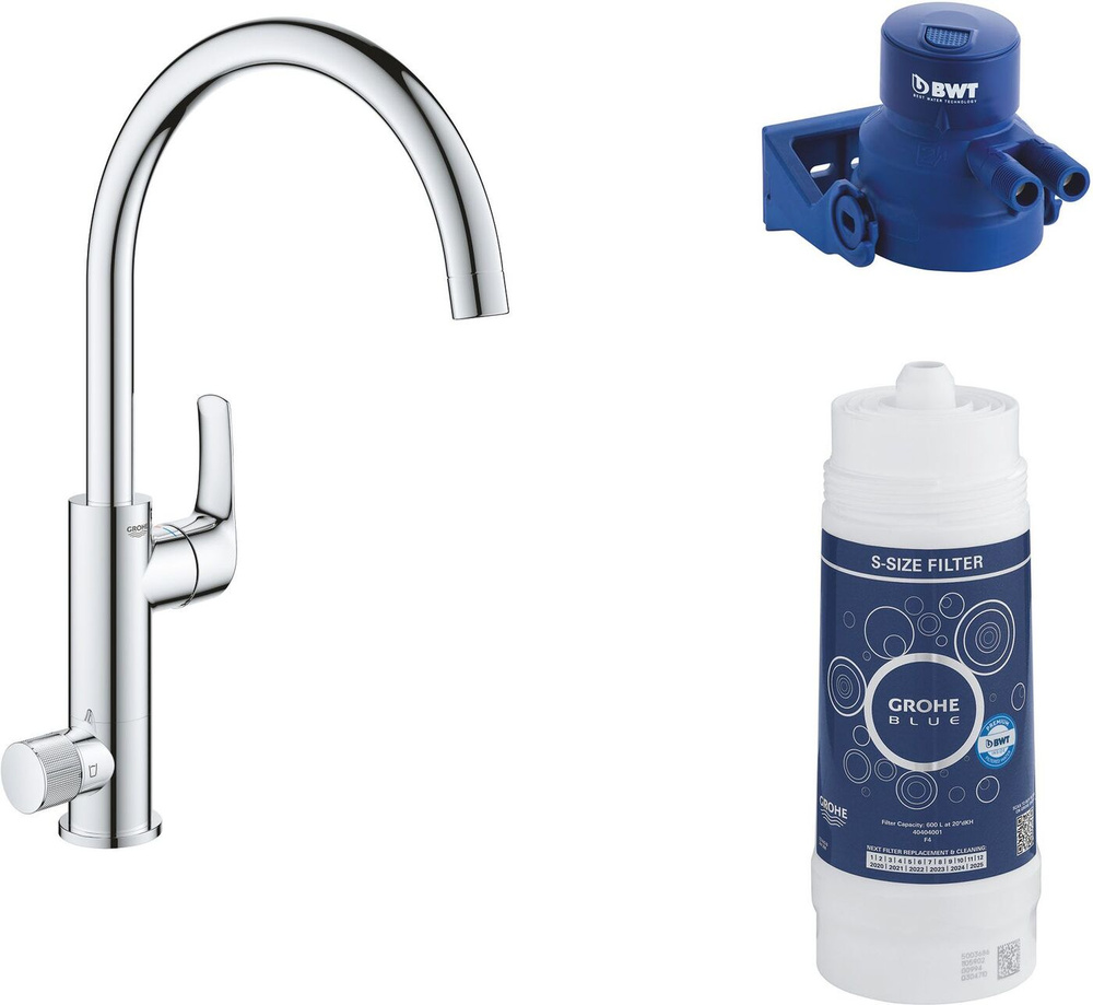 Смеситель для кухни с функцией фильтрации Grohe Blue Pure Eurosmart 119708 хром  #1