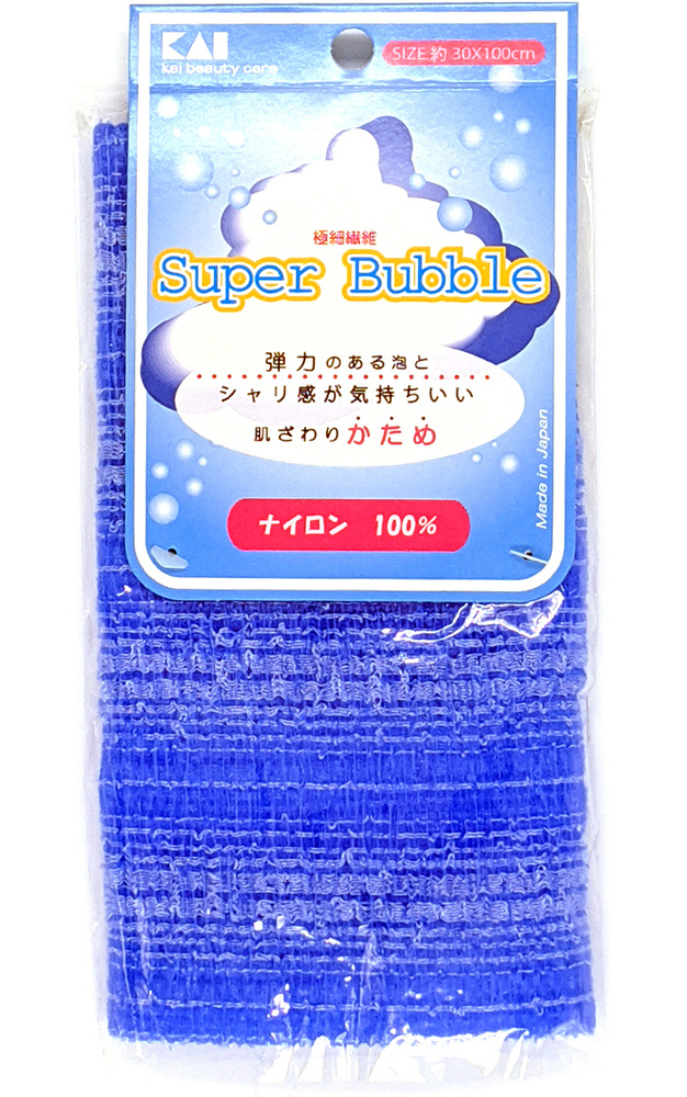 KAI Японская мочалка для тела с особым объёмным плетением жёсткая KAI Super Bubble Blue  #1