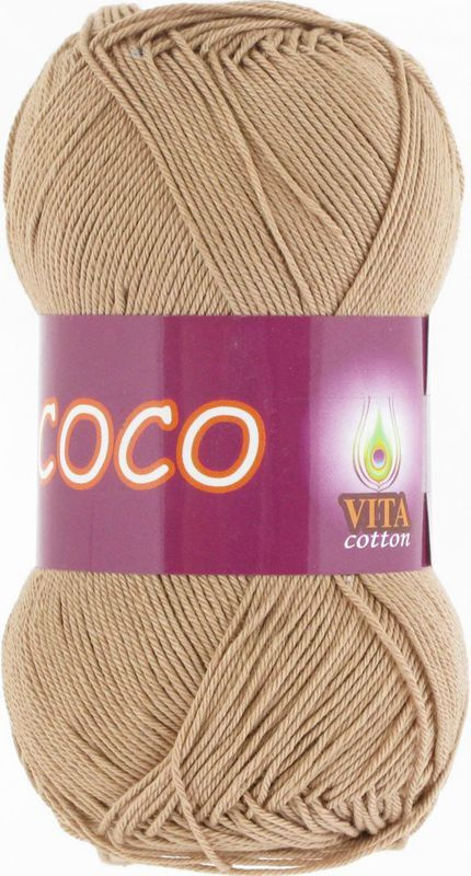 Пряжа хлопковая Vita Cotton Coco (Вита Коко) - 4 мотка, 4312 теплый бежевый, 100% мерсеризованный хлопок #1