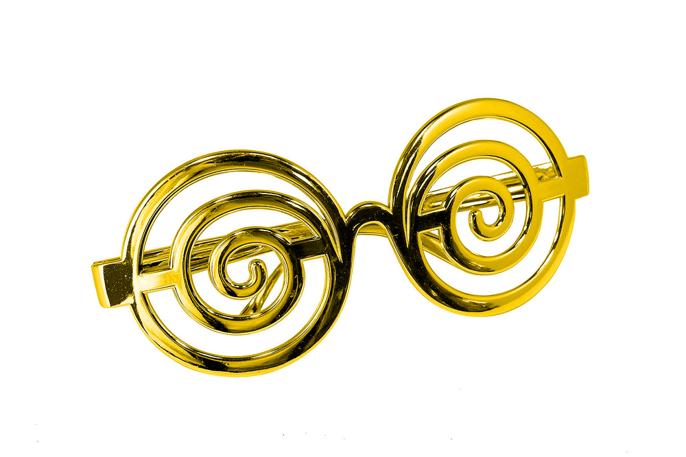 Карнавальные очки пластиковые Спираль золото #1