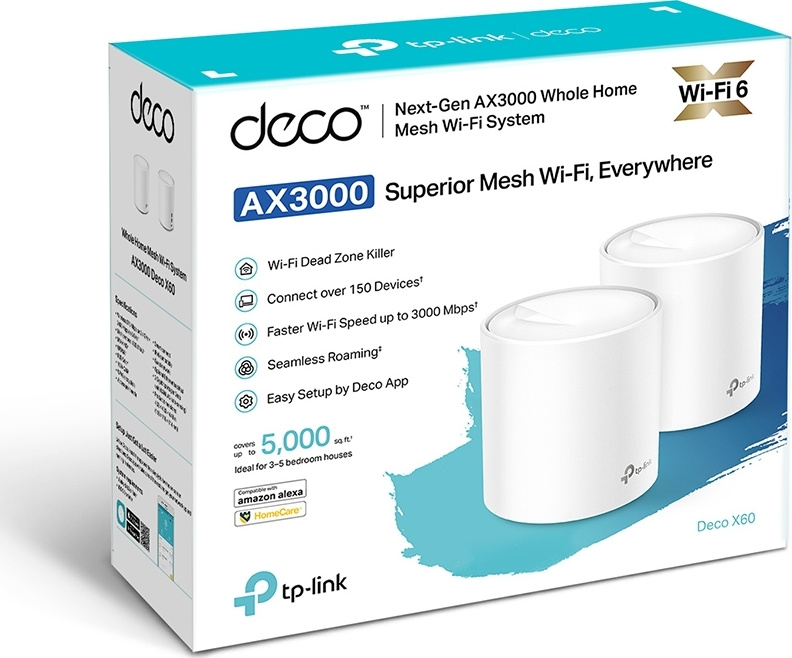 TP-Link Антенна для сетевого оборудования Домашняя Mesh Wi-Fi система GbE AX3000 Tp-Link Deco X60 (2-pack) #1