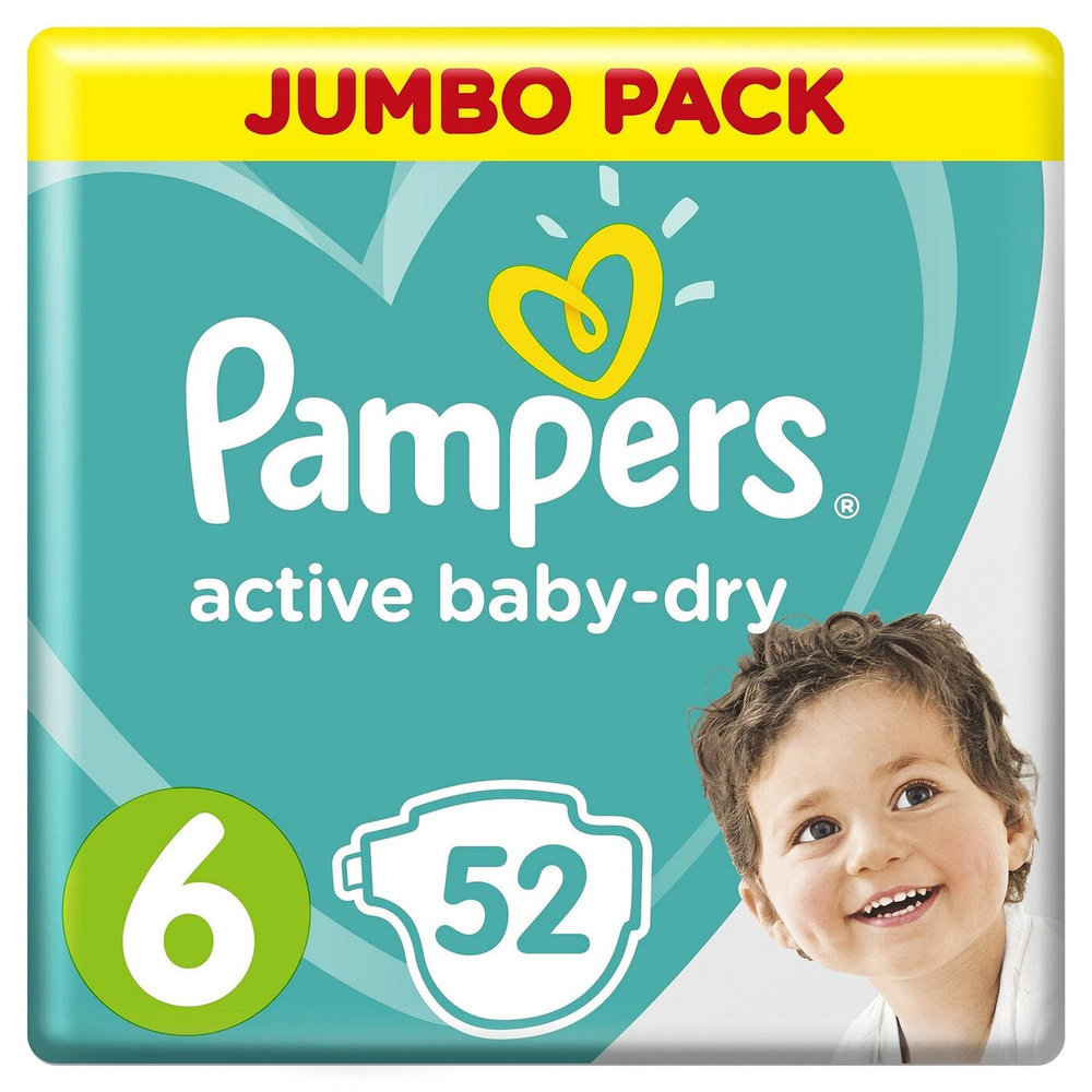 Подгузники Pampers Active Baby-Dry 6, 13-18 кг, 52 шт #1