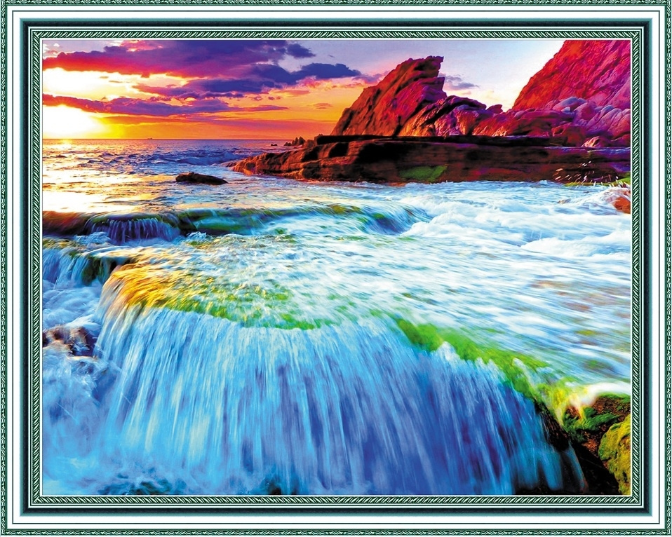 Алмазная мозаика PaintFactory "Водопад" 40х50, на подрамнике. #1