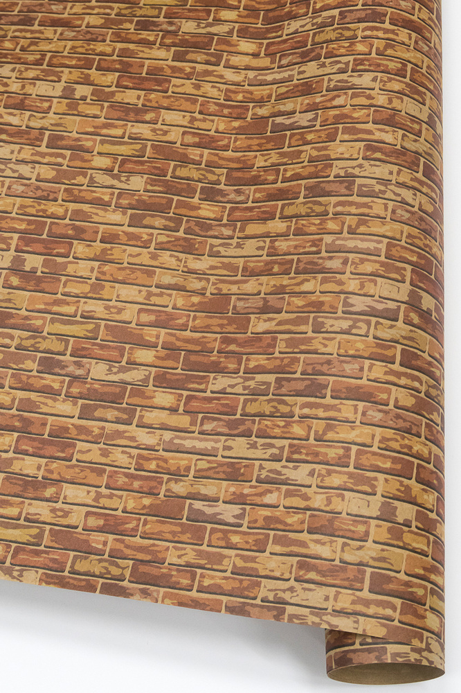Бумага упаковочная подарочная крафт "кирпичный лофт", в наборе 4 листа 70х100см, Т-Пак  #1