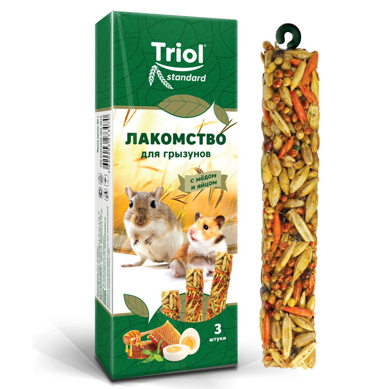 Лакомство Triol Standard для грызунов с мёдом и яйцом (уп. 3 шт), 80г  #1