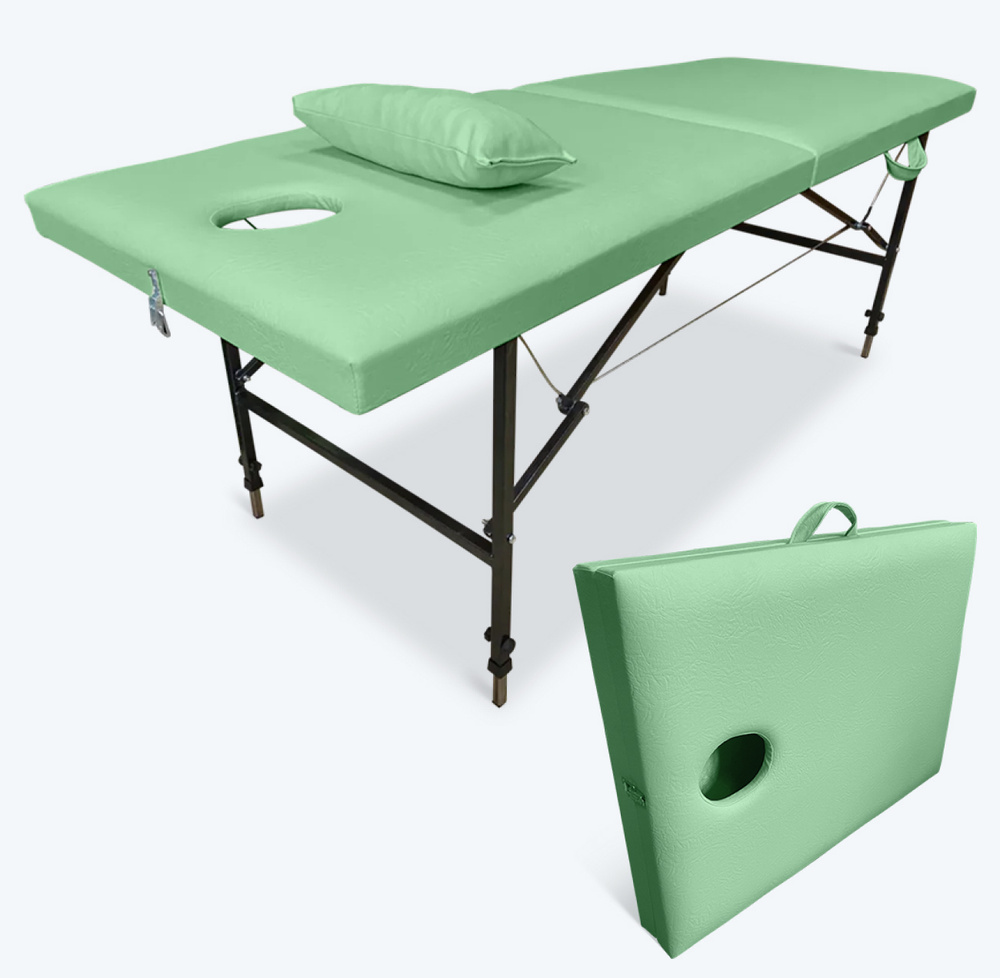 Массажный стол складной 190х70 и регулировкой высоты 65-85 см Фисташковый Fabric-stol  #1