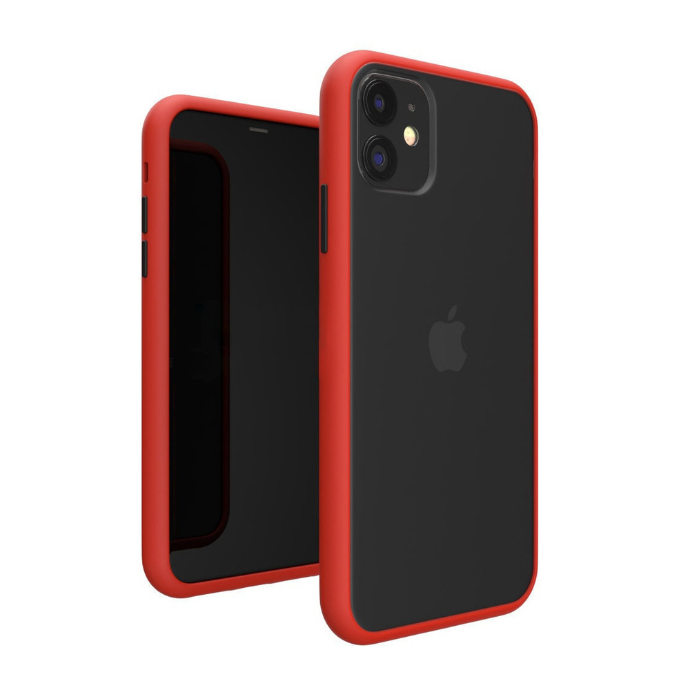 Противоударный чехол Waston Peerone для iPhone 11, матовый красный / Чехол на айфон 11 с защитой камеры #1