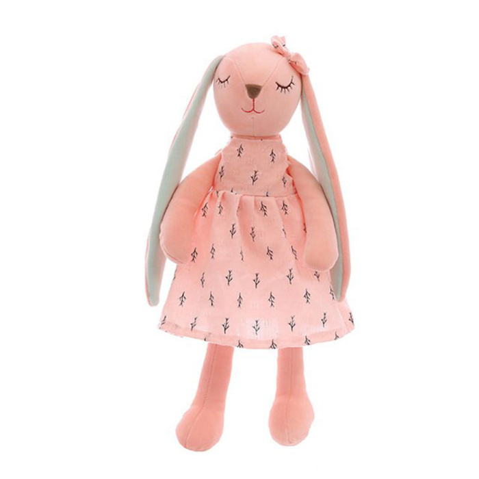 Tinni Toys Мягкая игрушка Зайка спящий в розовом платье 35 см  #1