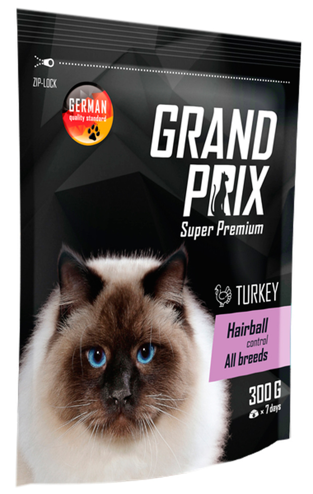 Сухой корм GRAND PRIX ADULT CAT HAIRBALL CONTROL для взрослых кошек для вывода шерсти с индейкой (0,3 #1