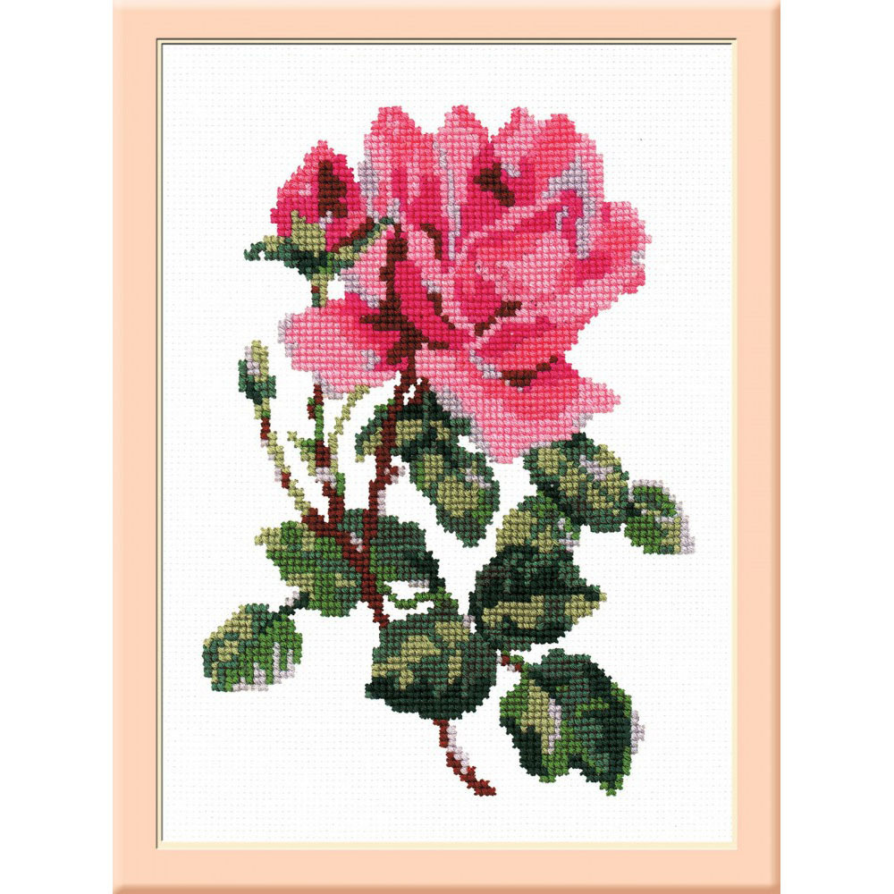 Набор для вышивания крестом РС-Студия, вышивка крестиком Роза розовая, 20х14 см, 031  #1