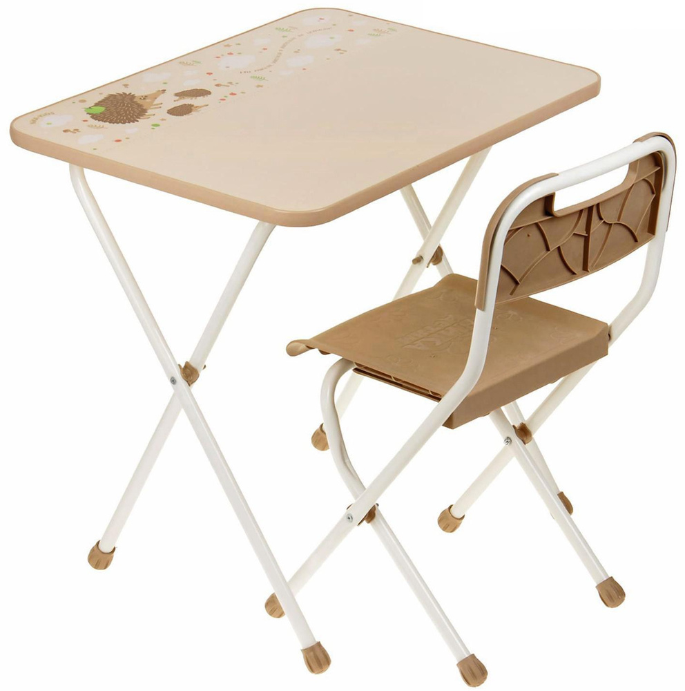 Набор детской мебели "Алина" складной, комплект стол и пластиковый стул, в детскую комнату, цвет бежевый #1