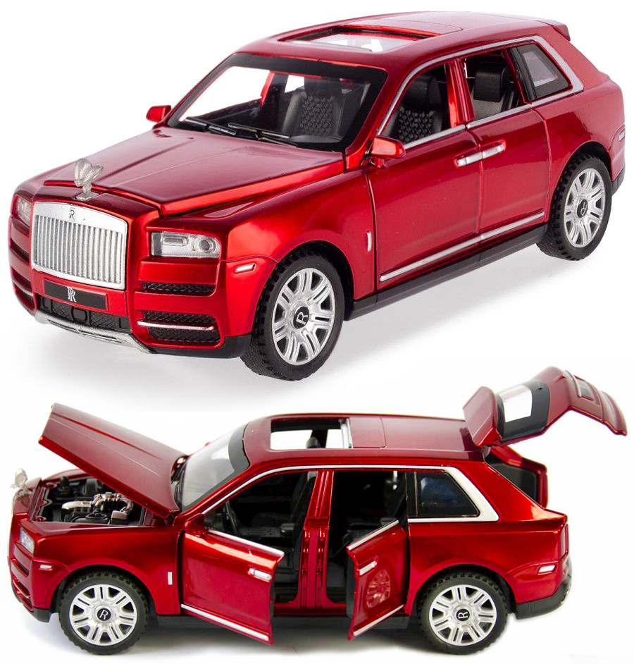 Металлическая машинка 1:32 "Rolls-Royce Cullinan" 16 см, инерционная, свет, звук / Бордовый / Newao Model #1